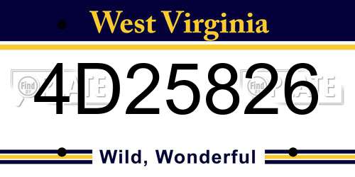 4D25826 West Virginia License Plate
