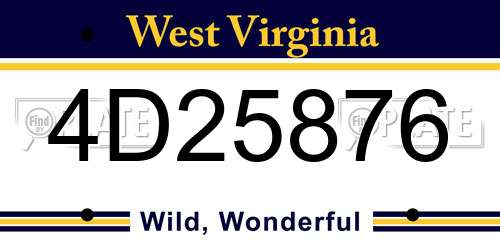 4D25876 West Virginia License Plate