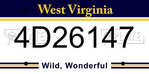 4D26147 West Virginia License Plate