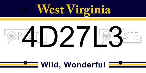 4D27L3 West Virginia License Plate