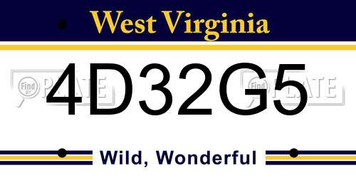 4D32G5 West Virginia License Plate
