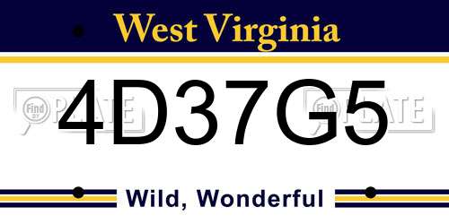 4D37G5 West Virginia License Plate