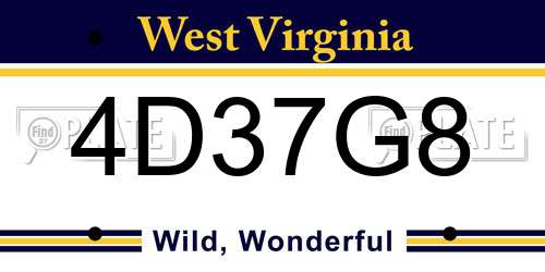4D37G8 West Virginia License Plate