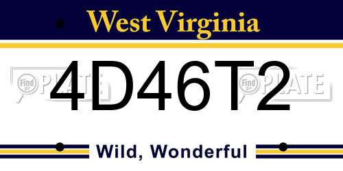 4D46T2 West Virginia License Plate