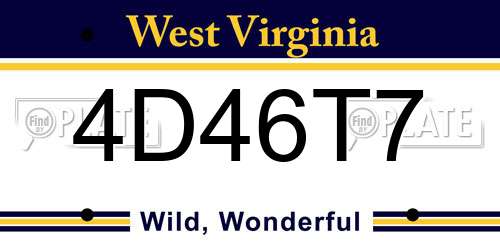 4D46T7 West Virginia License Plate