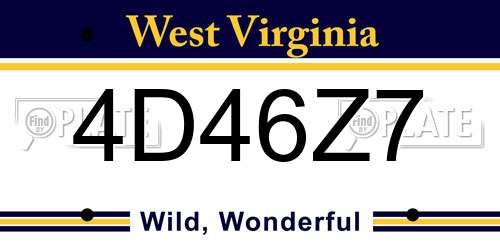 4D46Z7 West Virginia License Plate