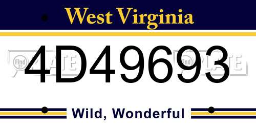 4D49693 West Virginia License Plate
