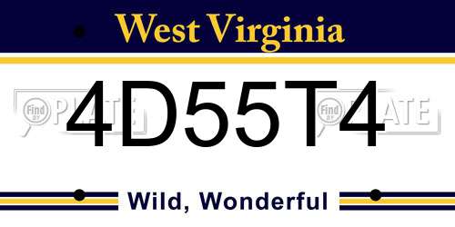 4D55T4 West Virginia License Plate