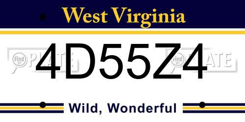 4D55Z4 West Virginia License Plate