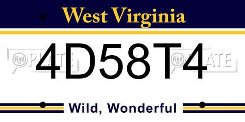 4D58T4 West Virginia License Plate