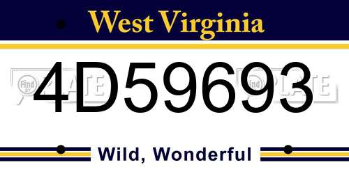 4D59693 West Virginia License Plate