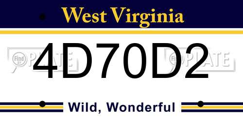 4D70D2 West Virginia License Plate