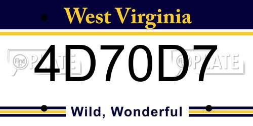 4D70D7 West Virginia License Plate