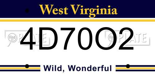 4D70O2 West Virginia License Plate
