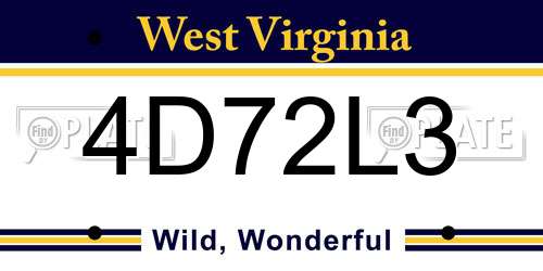4D72L3 West Virginia License Plate
