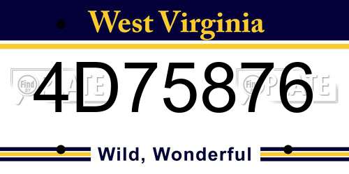 4D75876 West Virginia License Plate