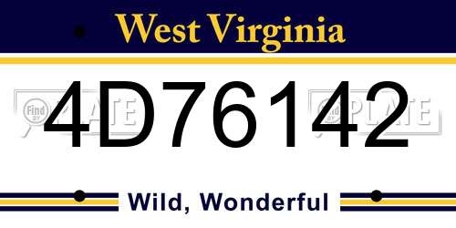 4D76142 West Virginia License Plate