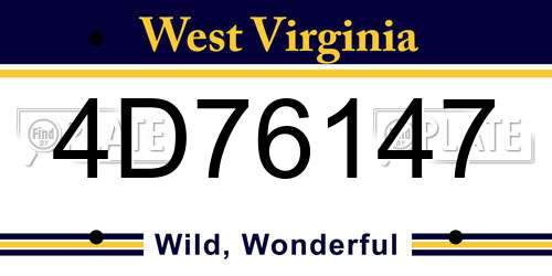 4D76147 West Virginia License Plate