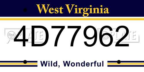 4D77962 West Virginia License Plate