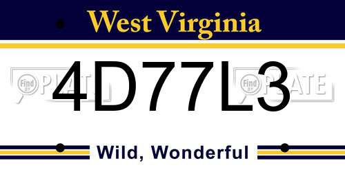 4D77L3 West Virginia License Plate