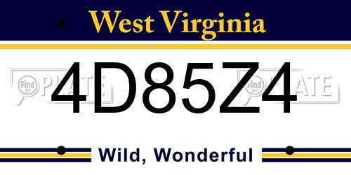4D85Z4 West Virginia License Plate