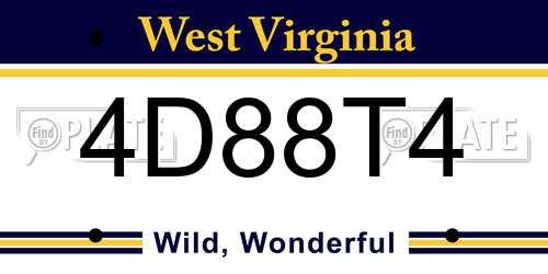 4D88T4 West Virginia License Plate