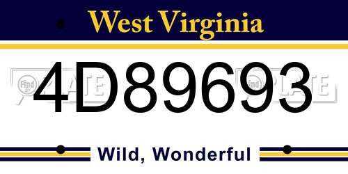 4D89693 West Virginia License Plate