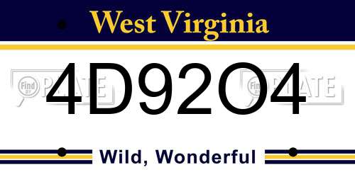 4D92O4 West Virginia License Plate
