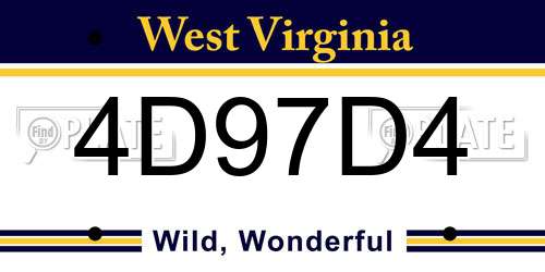 4D97D4 West Virginia License Plate