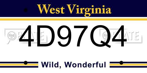 4D97Q4 West Virginia License Plate