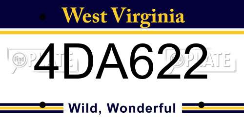 4DA622 West Virginia License Plate