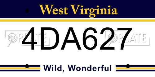 4DA627 West Virginia License Plate