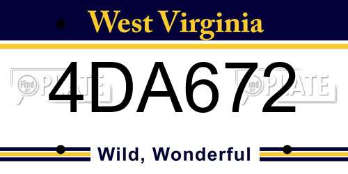4DA672 West Virginia License Plate