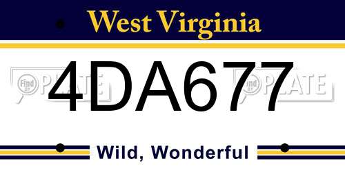 4DA677 West Virginia License Plate