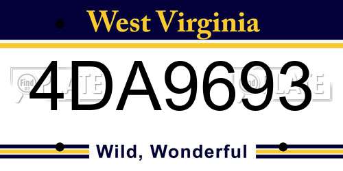 4DA9693 West Virginia License Plate