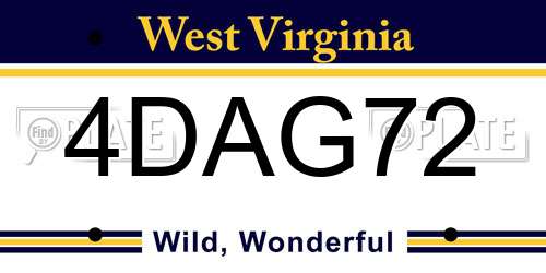 4DAG72 West Virginia License Plate