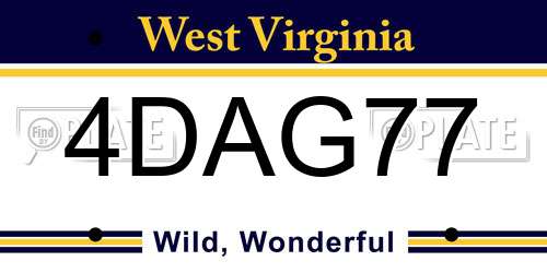 4DAG77 West Virginia License Plate