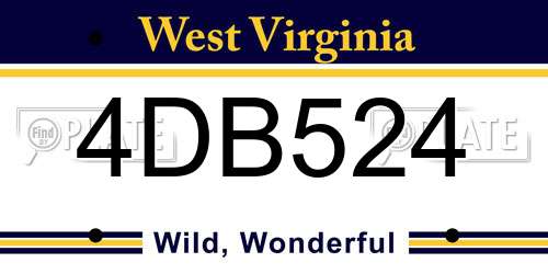 4DB524 West Virginia License Plate