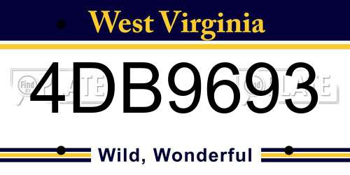 4DB9693 West Virginia License Plate