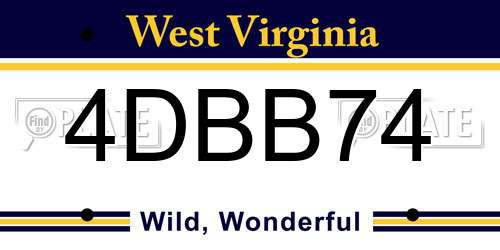 4DBB74 West Virginia License Plate
