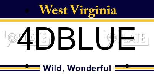4DBLUE West Virginia License Plate