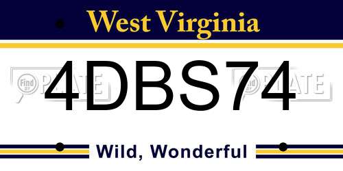 4DBS74 West Virginia License Plate