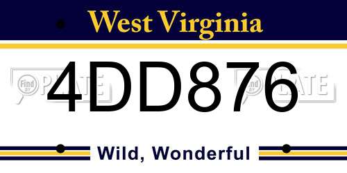 4DD876 West Virginia License Plate