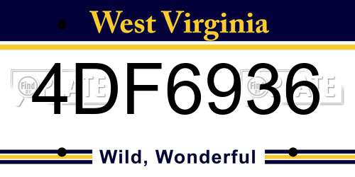 4DF6936 West Virginia License Plate