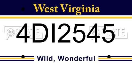 4DI2545 West Virginia License Plate