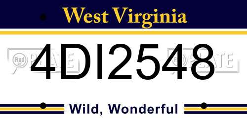 4DI2548 West Virginia License Plate