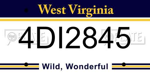 4DI2845 West Virginia License Plate