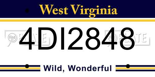 4DI2848 West Virginia License Plate