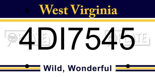 4DI7545 West Virginia License Plate