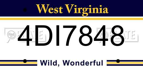 4DI7848 West Virginia License Plate
